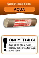 Goldsun Aqua 2000 Watt GSA20 Kumandasız Suya Dayanıklı Elektrikli İnfrared Isıtıcı-Bej