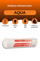 Goldsun Aqua 2000 Watt GSA20 Kumandasız Suya Dayanıklı Elektrikli İnfrared Isıtıcı-Beyaz