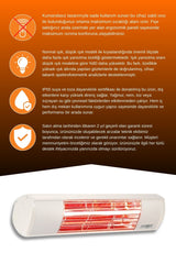 Goldsun Aqua 2000 Watt GSA20 Kumandasız Suya Dayanıklı Elektrikli İnfrared Isıtıcı-Beyaz