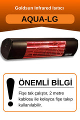 Goldsun Aqua 2000 Watt GSA20LG Düşük Işıklı Kumandasız Suya Dayanıklı Elektrikli İnfrared Isıtıcı-Siyah