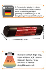 Goldsun Aqua 2000 Watt GSA20LG Düşük Işıklı Kumandasız Suya Dayanıklı Elektrikli İnfrared Isıtıcı-Siyah