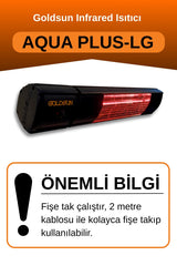 Goldsun Aqua Plus 2000 Watt GSA20PLG Düşük Işıklı Kumandalı Suya Dayanıklı Elektrikli İnfrared Isıtıcı-Siyah