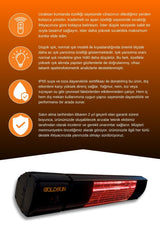 Goldsun Aqua Plus 2000 Watt GSA20PLG Düşük Işıklı Kumandalı Suya Dayanıklı Elektrikli İnfrared Isıtıcı-Siyah