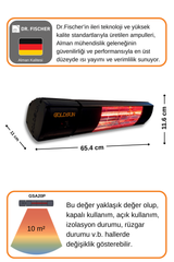 Goldsun Aqua Plus 2000 Watt GSA20P Kumandalı Suya Dayanıklı Elektrikli İnfrared Isıtıcı-Siyah