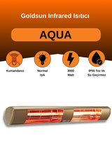 Goldsun Aqua 3000 Watt GSA30 Kumandasız Suya Dayanıklı Elektrikli İnfrared Isıtıcı-Bej