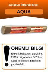 Goldsun Aqua 3000 Watt GSA30 Kumandasız Suya Dayanıklı Elektrikli İnfrared Isıtıcı-Bej