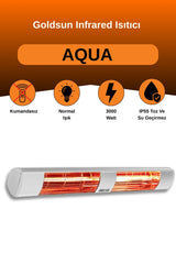 Goldsun Aqua 3000 Watt GSA30 Kumandasız Suya Dayanıklı Elektrikli İnfrared Isıtıcı-Beyaz