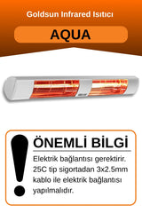 Goldsun Aqua 3000 Watt GSA30 Kumandasız Suya Dayanıklı Elektrikli İnfrared Isıtıcı-Beyaz