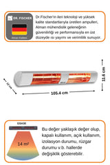 Goldsun Aqua 3000 Watt GSA30 Kumandasız Suya Dayanıklı Elektrikli İnfrared Isıtıcı-Beyaz