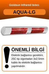 Goldsun Aqua 3000 Watt GSA30LG Düşük Işıklı Kumandasız Suya Dayanıklı Elektrikli İnfrared Isıtıcı-Beyaz
