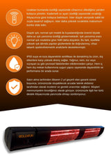 Goldsun Aqua Plus 3000 Watt GSA30PLG Düşük Işıklı Kumandalı Suya Dayanıklı Elektrikli İnfrared Isıtıcı-Siyah