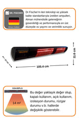 Goldsun Aqua Plus 3000 Watt GSA30PLG Düşük Işıklı Kumandalı Suya Dayanıklı Elektrikli İnfrared Isıtıcı-Siyah
