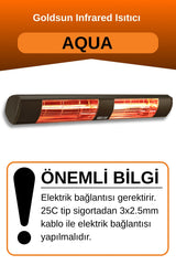 Goldsun Aqua 3000 Watt GSA30 Kumandasız Suya Dayanıklı Elektrikli İnfrared Isıtıcı-Siyah