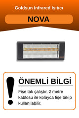 Goldsun Nova 1500 Watt GSN15 Kumandasız Elektrikli İnfrared Isıtıcı-Siyah