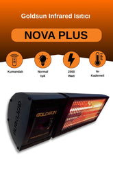 Goldsun Nova Plus 2000 Watt GSN20P Kumandalı Elektrikli İnfrared Isıtıcı-Siyah