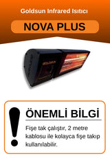 Goldsun Nova Plus 2000 Watt GSN20P Kumandalı Elektrikli İnfrared Isıtıcı-Siyah