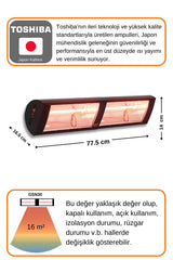 Goldsun Nova 3000 Watt GSN30 Kumandasız Elektrikli İnfrared Isıtıcı-Siyah