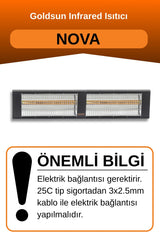 Goldsun Nova 4000 Watt GSN40 Kumandasız Elektrikli İnfrared Isıtıcı-Siyah