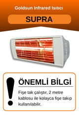 Goldsun Supra 2000 Watt GSS20 Kumandasız Suya Dayanıklı Elektrikli İnfrared Isıtıcı-Beyaz