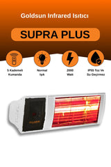 Goldsun Supra Plus 2000 Watt GSS20P Kumandalı Suya Dayanıklı Elektrikli İnfrared Isıtıcı-Beyaz