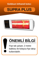 Goldsun Supra Plus 2000 Watt GSS20P Kumandalı Suya Dayanıklı Elektrikli İnfrared Isıtıcı-Beyaz