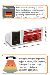 Goldsun Supra Plus 2000 Watt GSS20PLG Düşük Işık Kumandalı Suya Dayanıklı Elektrikli İnfrared Isıtıcı-Beyaz