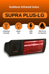 Goldsun Supra Plus 2000 Watt GSS20PLG Düşük Işık Kumandalı Suya Dayanıklı Elektrikli İnfrared Isıtıcı-Siyah