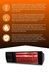 Goldsun Supra Plus 2000 Watt GSS20PLG Düşük Işık Kumandalı Suya Dayanıklı Elektrikli İnfrared Isıtıcı-Siyah