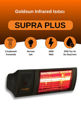 GOLDSUN SUPRA PLUS 2000W CONTROLLED WATER RESISTANT ELECTRIC HEATER – BLACK