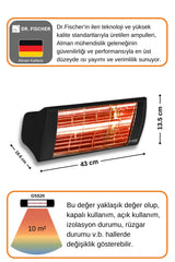 Goldsun Supra 2000 Watt GSS20 Kumandasız Suya Dayanıklı Elektrikli İnfrared Isıtıcı-Siyah