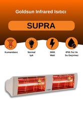 Goldsun Supra 3000 Watt GSS30 Kumandasız Suya Dayanıklı Elektrikli İnfrared Isıtıcı-Beyaz