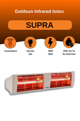 Goldsun Supra 3000 Watt GSS30 Kumandasız Suya Dayanıklı Elektrikli İnfrared Isıtıcı-Beyaz