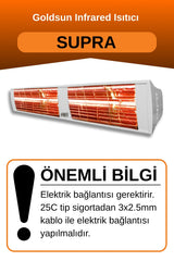 Goldsun Supra 3000 Watt GSS30 Kumandasız Suya Dayanıklı Elektrikli İnfrared Isıtıcı-Beyaz