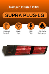 Goldsun Supra Plus 3000 Watt GSS30PLG Düşük Işık Kumandalı Suya Dayanıklı Elektrikli İnfrared Isıtıcı-Siyah