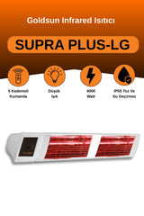 Goldsun Supra Plus 4000 Watt GSS40PLG Düşük Işık Kumandalı Suya Dayanıklı Elektrikli İnfrared Isıtıcı-Beyaz