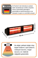 Goldsun Supra 4000 Watt GSS40 Kumandasız Suya Dayanıklı Elektrikli İnfrared Isıtıcı-Siyah