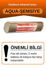 Goldsun Aqua 1500 Watt GSU15 Şemsiye Tip Kumandasız Suya Dayanıklı Elektrikli İnfrared Isıtıcı-Bej