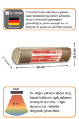 Goldsun Aqua 1500 Watt GSU15 Şemsiye Tip Kumandasız Suya Dayanıklı Elektrikli İnfrared Isıtıcı-Bej