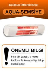 Goldsun Aqua 2000 Watt GSU20 Şemsiye Tip Kumandasız Suya Dayanıklı Elektrikli İnfrared Isıtıcı-Beyaz