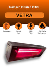 Goldsun Vetra 2500 Watt GSV25 Su Dayanıklı Seramik Camlı Elektrikli Isıtıcı-Siyah