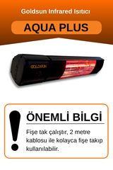 Goldsun Aqua Plus 2000 Watt GSA20P Kumandalı Suya Dayanıklı Elektrikli İnfrared Isıtıcı-Siyah