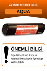 Goldsun Aqua 2000 Watt GSA20 Kumandasız Suya Dayanıklı Elektrikli İnfrared Isıtıcı-Siyah