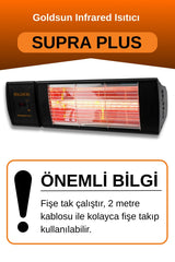 Goldsun Supra Plus 2000 Watt GSS20P Kumandalı Suya Dayanıklı Elektrikli İnfrared Isıtıcı-Siyah