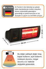 Goldsun Supra Plus 2000 Watt GSS20P Kumandalı Suya Dayanıklı Elektrikli İnfrared Isıtıcı-Siyah