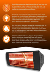 Goldsun Supra 2000 Watt GSS20 Kumandasız Suya Dayanıklı Elektrikli İnfrared Isıtıcı-Siyah