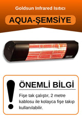Goldsun Aqua 2000 Watt GSU20 Şemsiye Tip Kumandasız Suya Dayanıklı Elektrikli İnfrared Isıtıcı-Siyah