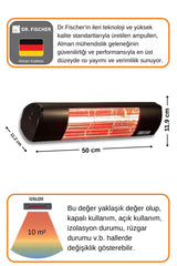 Goldsun Aqua 2000 Watt GSU20 Şemsiye Tip Kumandasız Suya Dayanıklı Elektrikli İnfrared Isıtıcı-Siyah